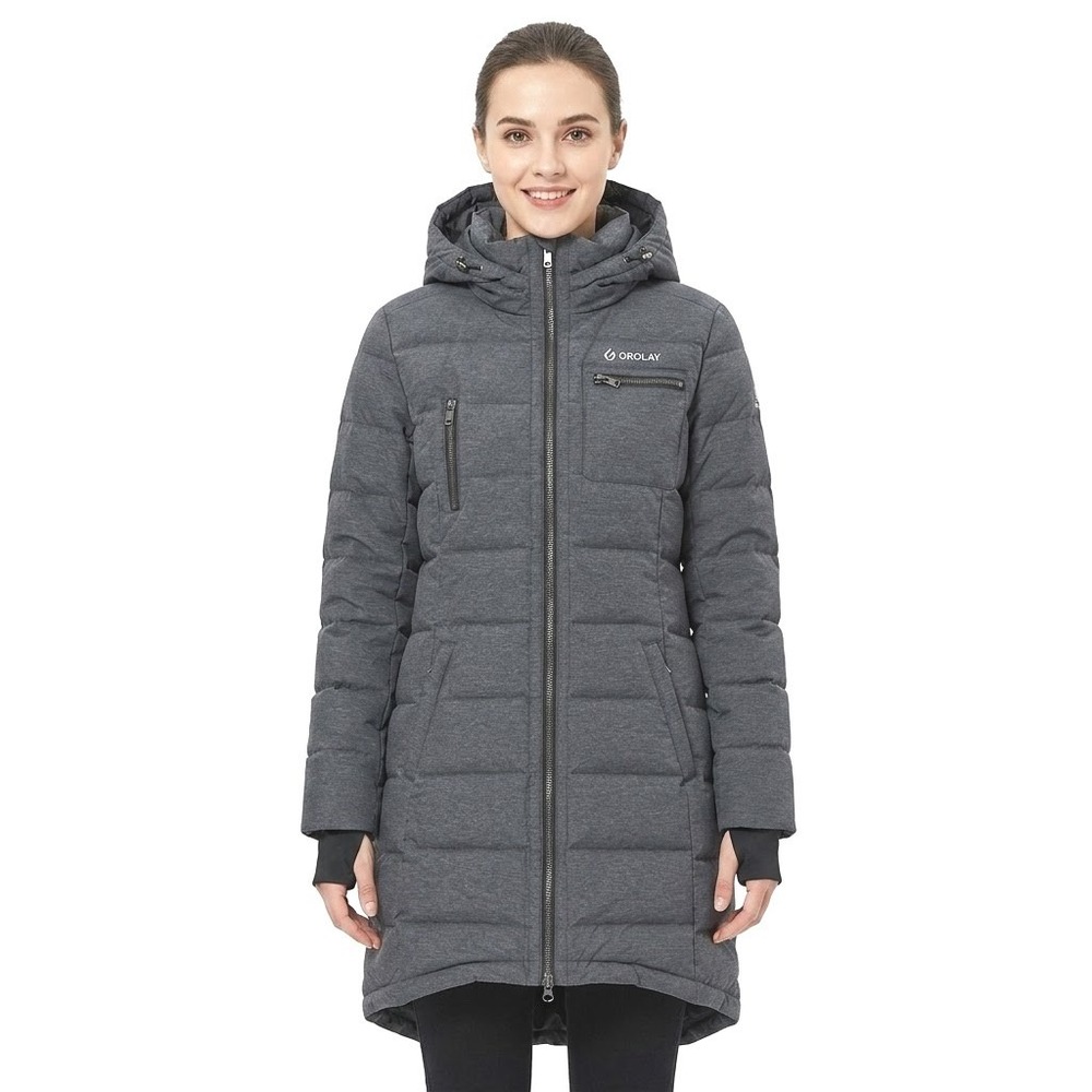 Orolay Down Parka Womens Small Gray Puffer Jacket Hooded Winter Coat YRF2011S